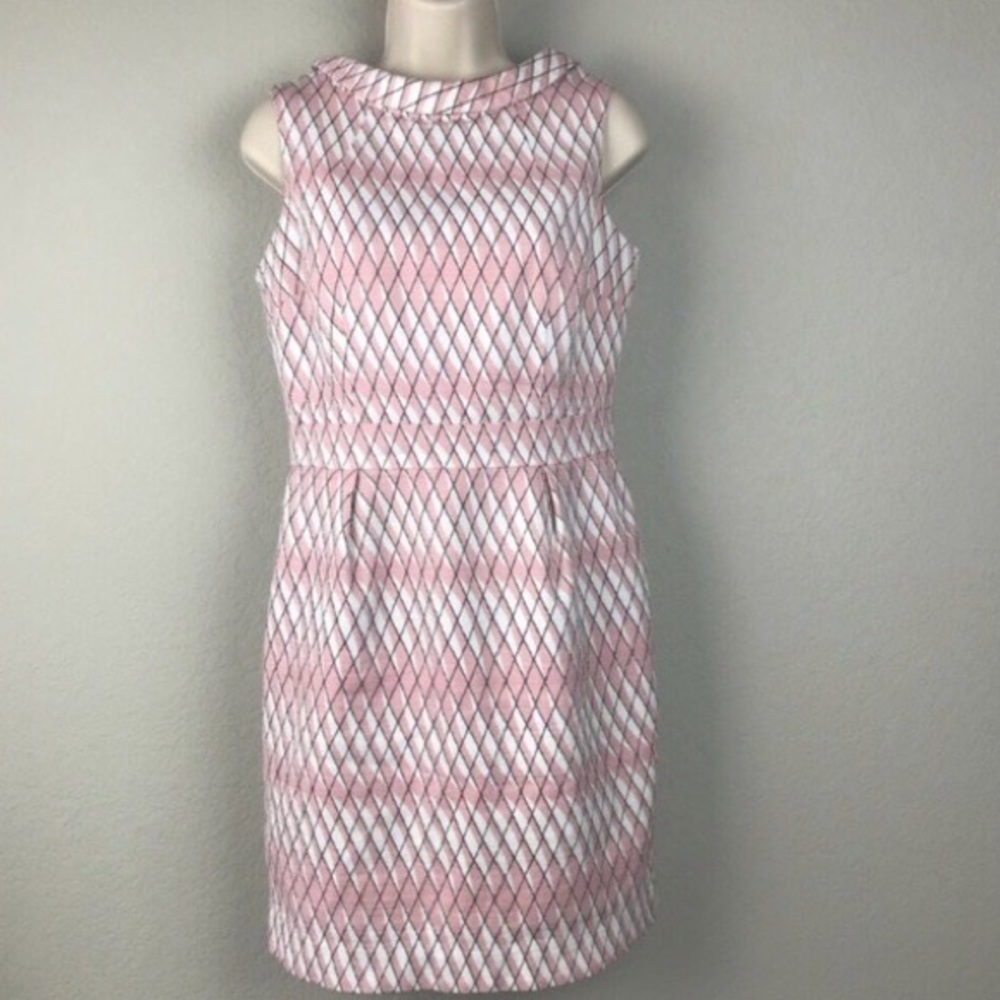Boden Size 8 pink white geometric structured dress
